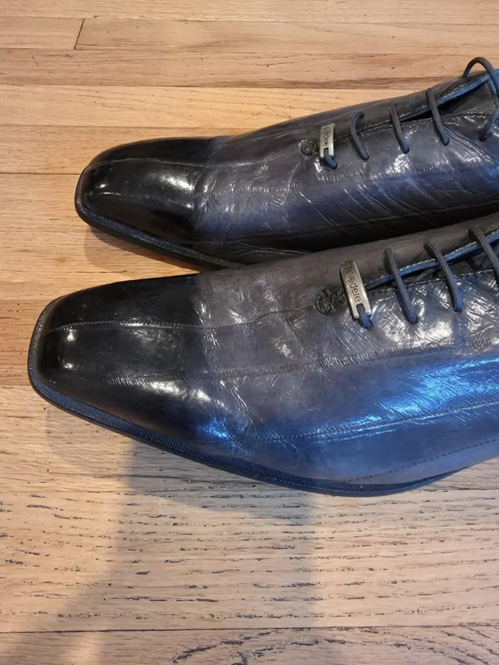 Belvedere Eel Leather Shoes Oxford Men's Gray 14 Mob Boss Retro Dark Academia